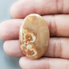 Kokoweef Cave Onyx Naturale Forma Ovale Piatto Cabochon Liscio Fatto a Mano 35X24X5mm 7,10gm 1pz