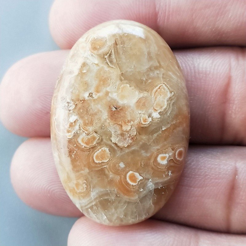 Kokoweef Cave Onyx Naturale Forma Ovale Piatto Cabochon Liscio Fatto a Mano 38X26X5mm 9,35gm 1pz
