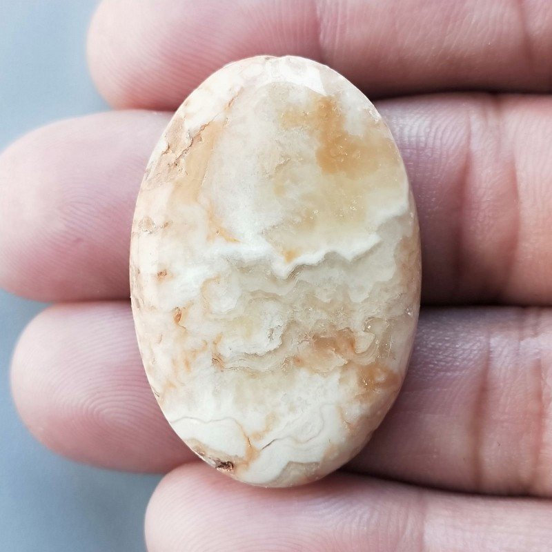 Kokoweef Cave Onyx Naturale Forma Ovale Piatto Cabochon Liscio Fatto a Mano 36X25X5mm 8,90gm 1pz