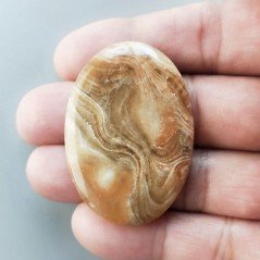 Kokoweef Cave Onyx Naturale Forma Ovale Piatto Cabochon Liscio Fatto a Mano 46X32X5mm 13,00gm 1pz