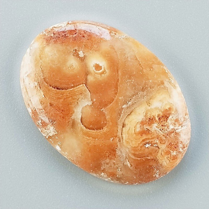 Kokoweef Cave Onyx Naturale Forma Ovale Piatto Cabochon Liscio Fatto a Mano 33x24mm 6,14gm 1pz
