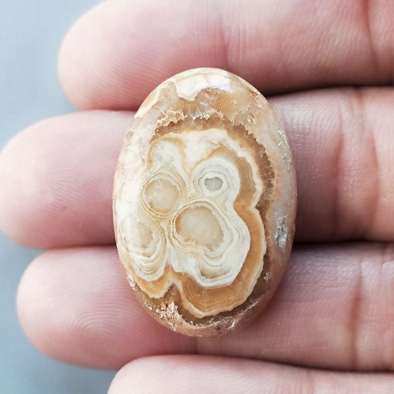 Kokoweef Cave Onyx Naturale Forma Ovale Piatto Cabochon Liscio Fatto a Mano 32X24X6mm 7,40gm 1pz
