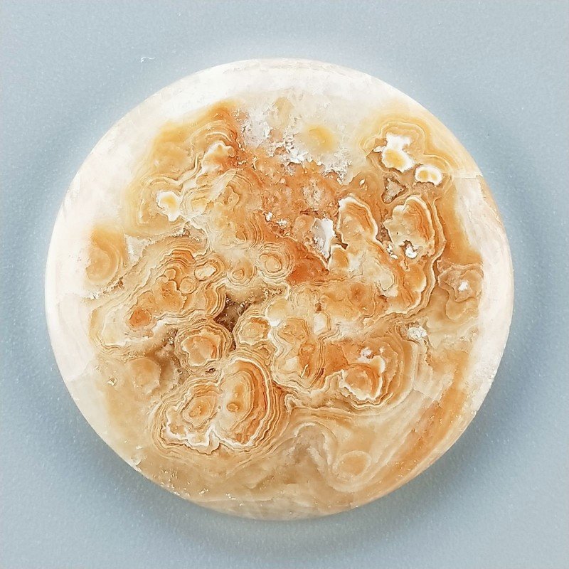 Kokoweef Cave Onyx Naturale Forma Tondo Piatto Cabochon Liscio Fatto a Mano 36X36X6mm 13,00gm 1pz