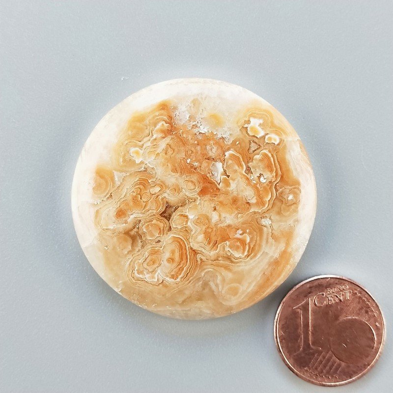 Kokoweef Cave Onyx Naturale Forma Tondo Piatto Cabochon Liscio Fatto a Mano 36X36X6mm 13,00gm 1pz
