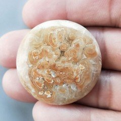 Kokoweef Cave Onyx Naturale Forma Tondo Piatto Cabochon Liscio Fatto a Mano 36X36X6mm 13,00gm 1pz