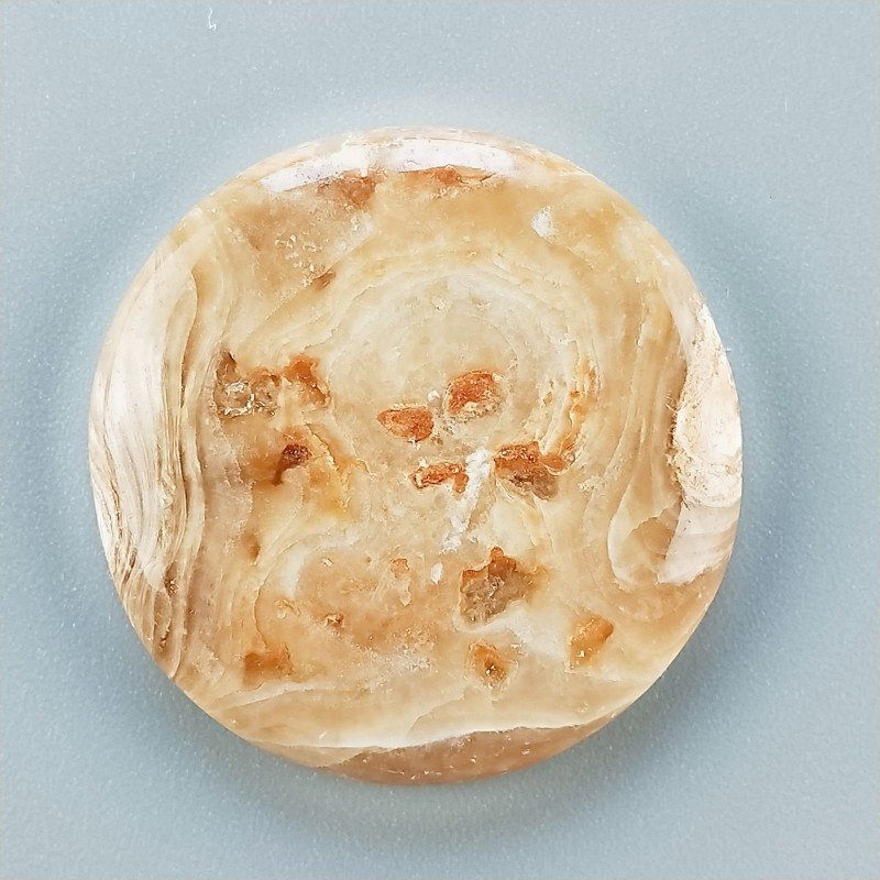 Kokoweef Cave Onyx Naturale Forma Tondo Piatto Cabochon Liscio Fatto a Mano 31X31X5mm 9,30gm 1pz