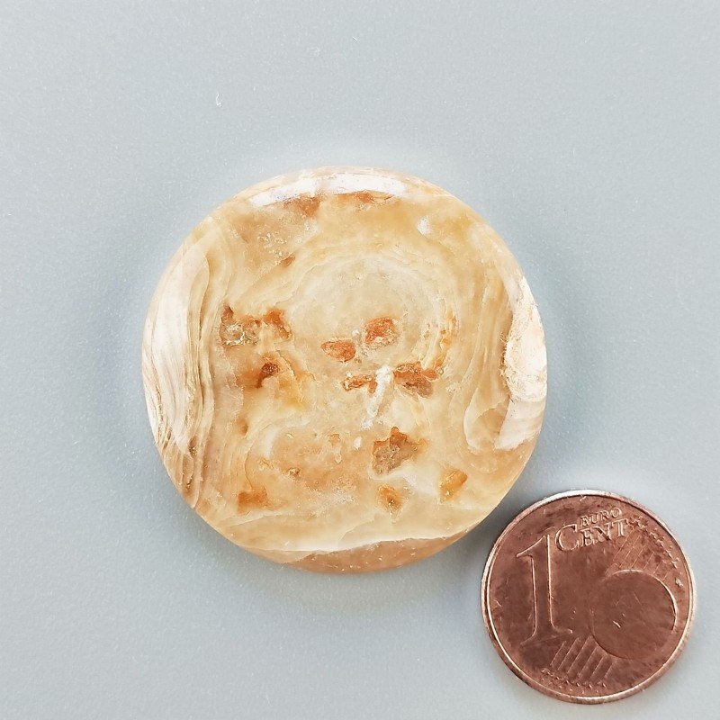 Kokoweef Cave Onyx Naturale Forma Tondo Piatto Cabochon Liscio Fatto a Mano 31X31X5mm 9,30gm 1pz