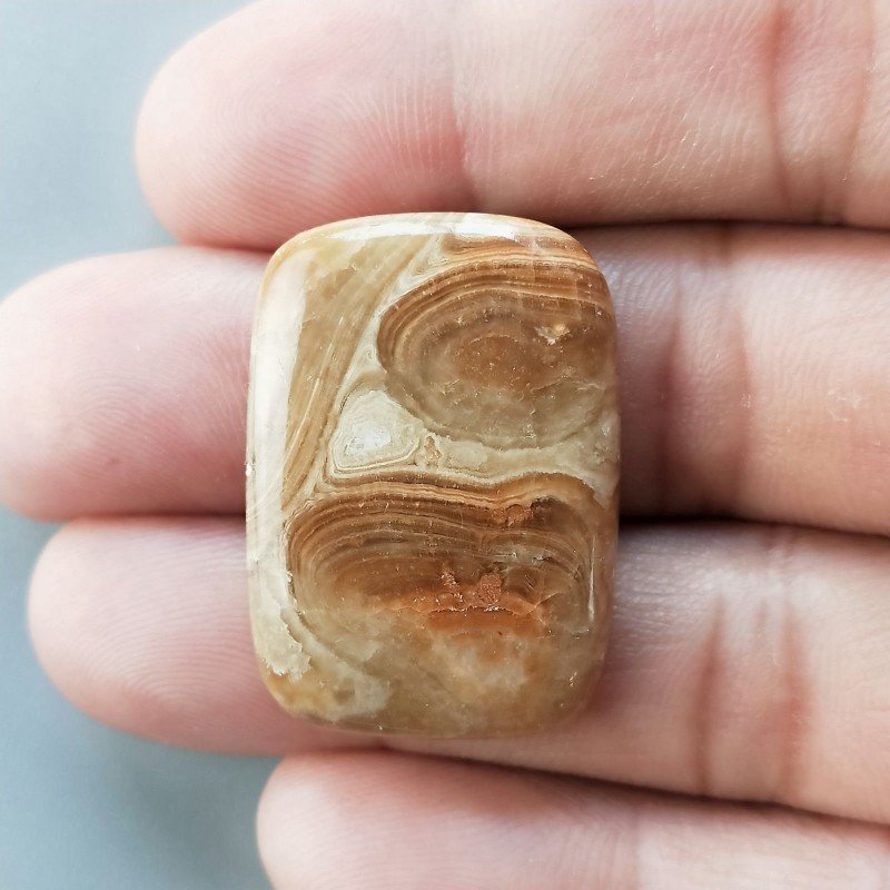 Kokoweef Cave Onyx Naturale Forma Cuscino Piatto Cabochon Liscio Fatto a Mano 30X22X5mm 6,90gm 1pz