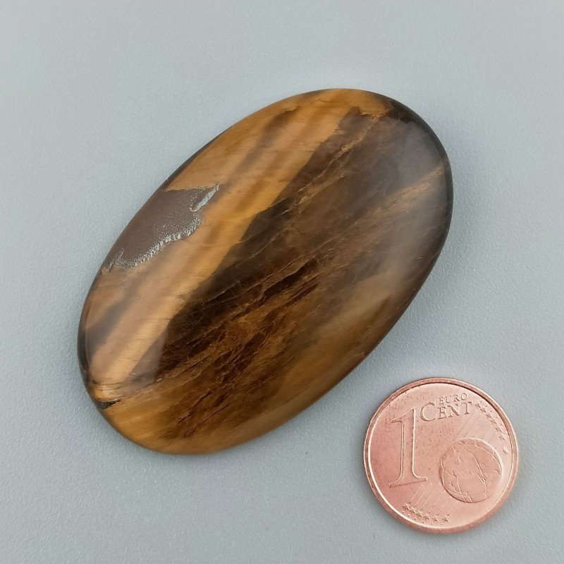 Occhio Di Tigre Naturale Forma Ovale Piatto Cabochon Liscio Fatto a Mano 46X29X7mm 16,81GM