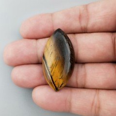 Occhio Di Tigre Naturale Forma Marquise Piatto Cabochon Liscio Fatto a Mano 39X20X5mm 5,74GM