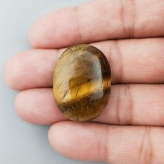 Occhio Di Tigre Naturale Forma Ovale Piatto Cabochon Liscio Fatto a Mano 30X23X8mm 9,08GM