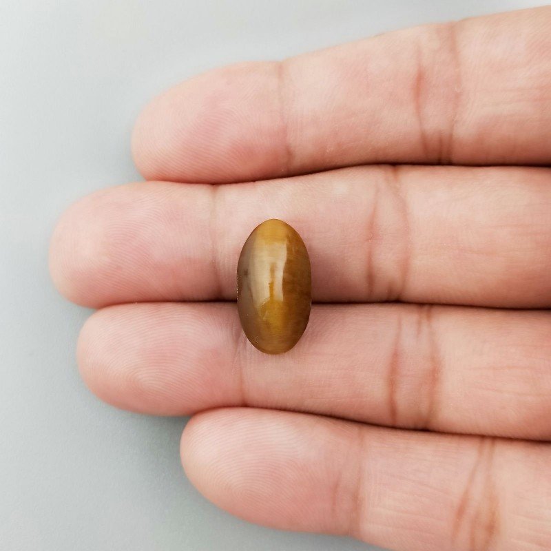 Occhio Di Tigre Naturale Forma Occhio Ovale Piatto Cabochon Liscio Fatto a Mano 17X10X8mm 1,89GM