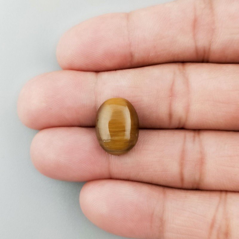 Occhio Di Tigre Naturale Forma Ovale Piatto Cabochon Liscio Fatto a Mano 15X12X5mm 1,82GM