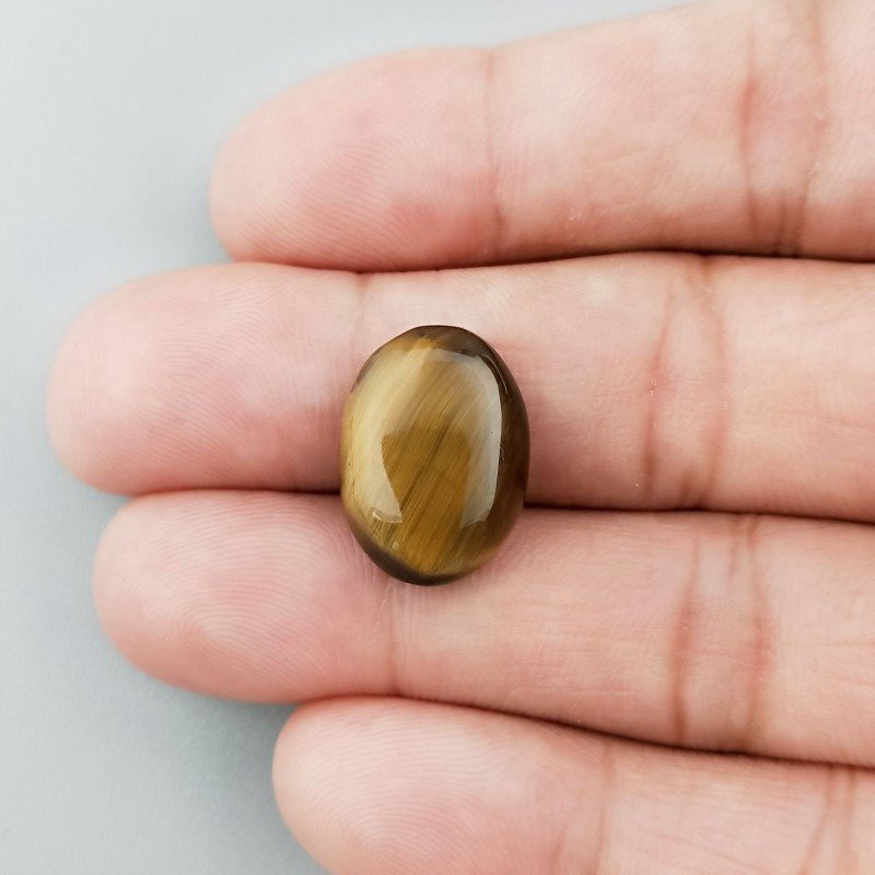 Occhio Di Tigre Naturale Forma Ovale Piatto Cabochon Liscio Fatto a Mano 18X13X5mm 2,17GM