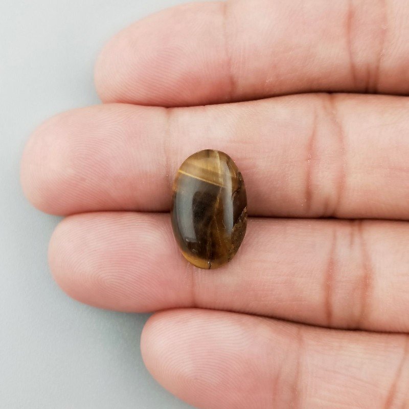 Occhio Di Tigre Naturale Forma Ovale Piatto Cabochon Liscio Fatto a Mano 17X11X4mm 1,35GM