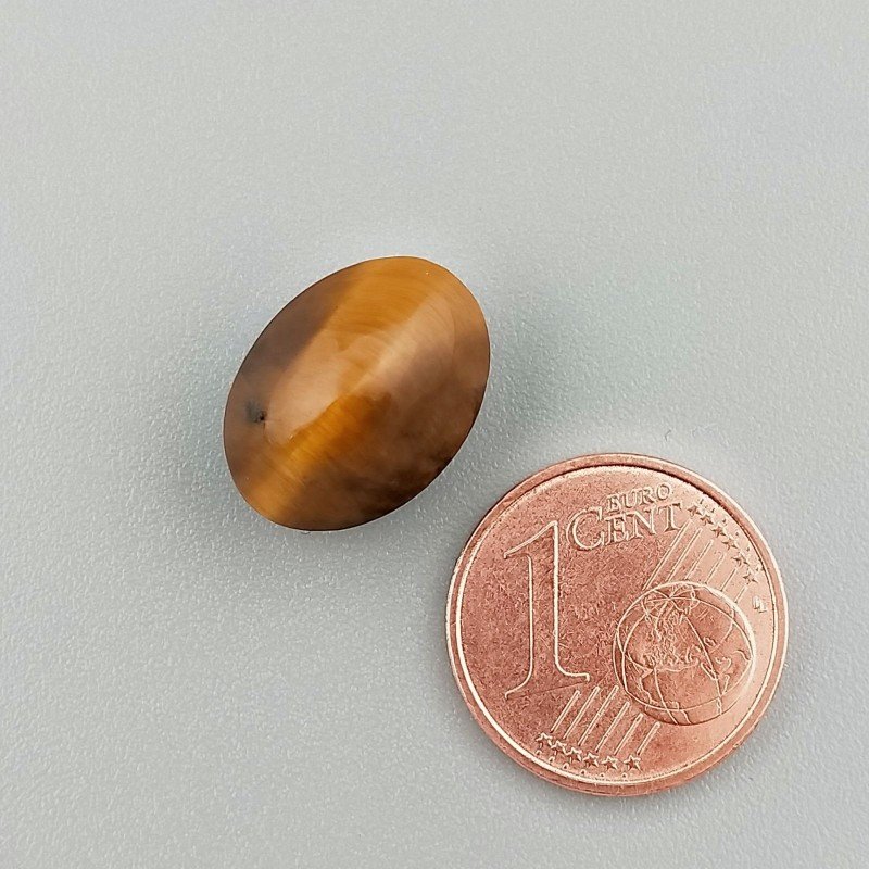 Occhio Di Tigre Naturale Forma Occhio Ovale Piatto Cabochon Liscio Fatto a Mano 14X10X9mm 1,83GM