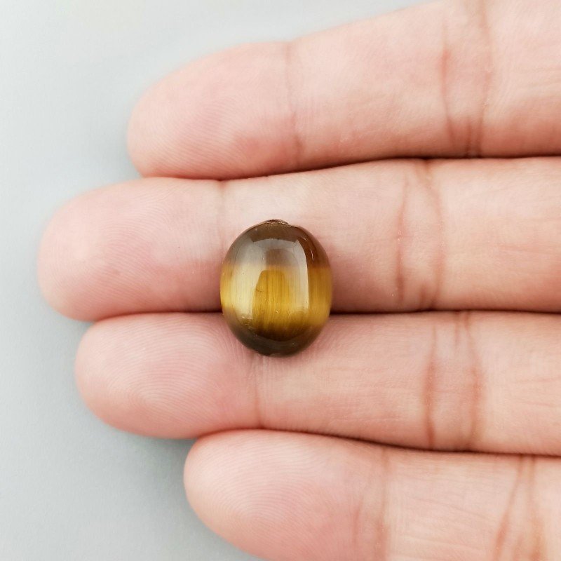 Occhio Di Tigre Naturale Forma Ovale Piatto Cabochon Liscio Fatto a Mano 16X13X6mm 2,28GM