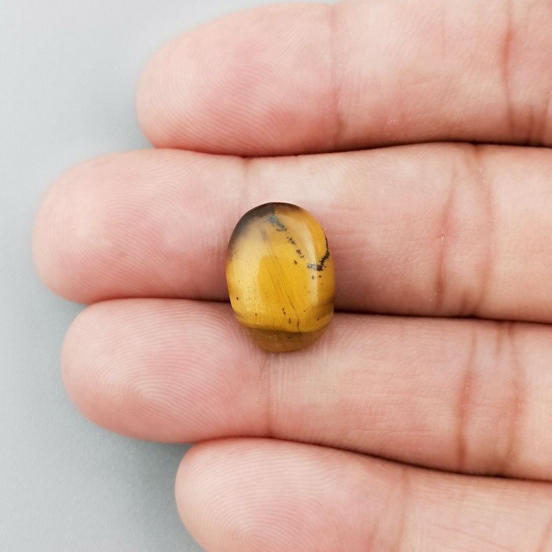 Occhio Di Tigre Naturale Forma Ovale Piatto Cabochon Liscio Fatto a Mano 15X11X5mm 1,53GM