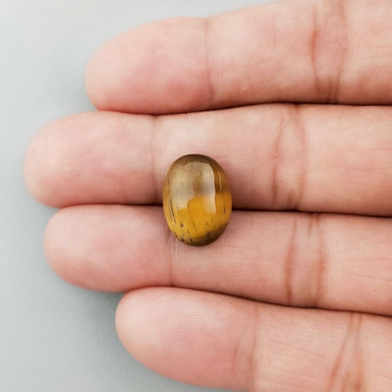 Occhio Di Tigre Naturale Forma Ovale Piatto Cabochon Liscio Fatto a Mano 15X11X5mm 1,62GM