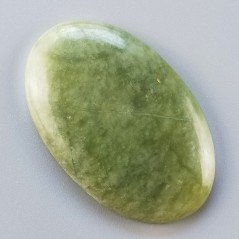 Giada Oliva Naturale Forma Ovale Piatto Cabochon Liscio Fatto a Mano 48X30X6mm 15,20gm 1pz