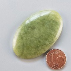 Giada Oliva Naturale Forma Ovale Piatto Cabochon Liscio Fatto a Mano 48X30X6mm 15,20gm 1pz