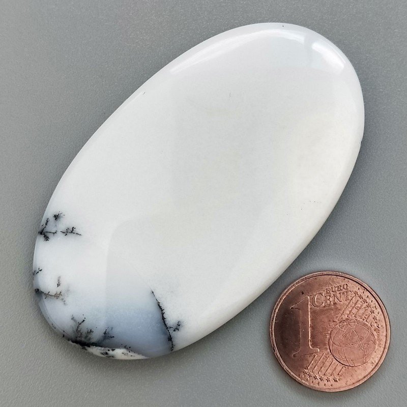 Cabochon di Opale Dendritico Naturale Ovale, Piatto e Liscio, 55x32x4 mm, 14,67 g, Fatto a Mano