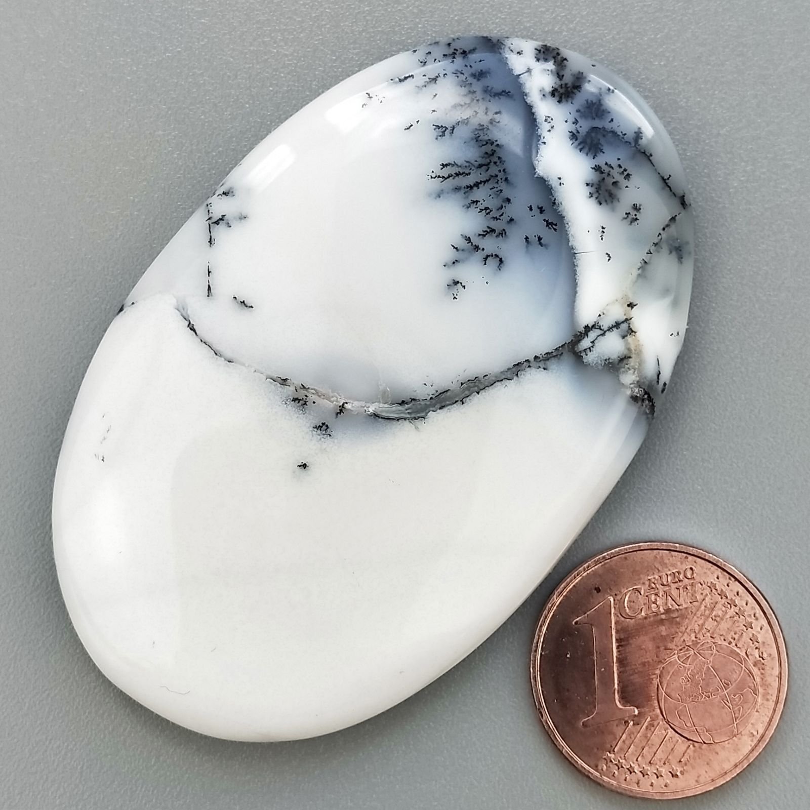 Opale Dendritico Naturale Forma Ovale Piatto Cabochon Liscio Fatto a Mano 50X32X6mm 16,20gm 1pz