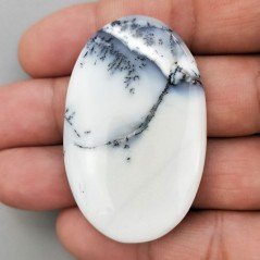 Cabochon di Opale Dendritico Naturale Ovale, Piatto e Liscio, 50x32x6 mm, 16,20 g, Fatto a Mano