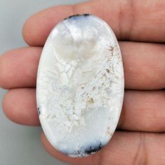 Cabochon di Opale Dendritico Naturale Ovale, Piatto e Liscio, 53x33x5 mm, 17,79 g, Fatto a Mano