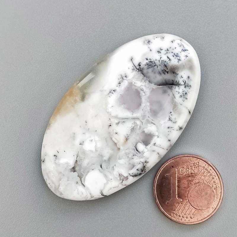 Cabochon di Opale Dendritico Naturale Ovale, Piatto e Liscio, 47x27x4 mm, 9,02 g, Fatto a Mano