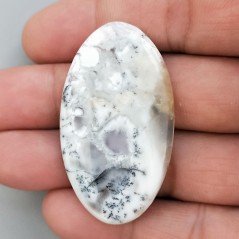 Cabochon di Opale Dendritico Naturale Ovale, Piatto e Liscio, 47x27x4 mm, 9,02 g, Fatto a Mano