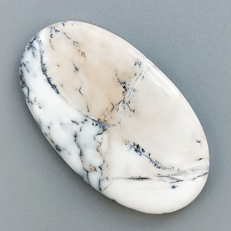 Opale Dendritico Naturale Forma Ovale Piatto Cabochon Liscio Fatto a Mano 47X27X4mm 8,82gm 1pz