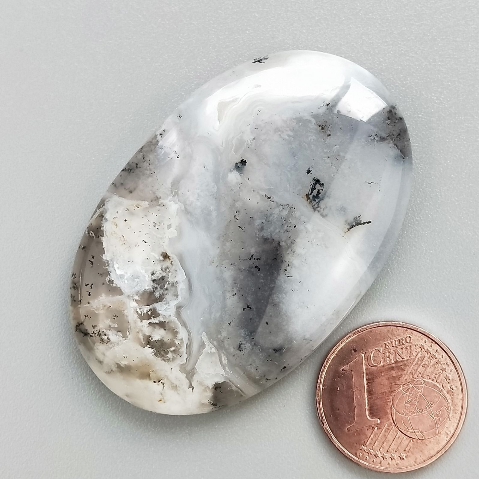Opale Dendritico Naturale Forma Ovale Piatto Cabochon Liscio Fatto a Mano 44X29X7mm 15,81gm 1pz