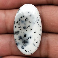 Cabochon di Opale Dendritico Naturale Ovale, Piatto e Liscio, 33x18 mm, 4,00 g, Fatto a Mano