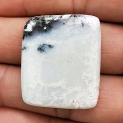 Opale Dendritico Naturale Forma Rettangolare Piatto Cabochon Liscio Fatto a Mano 31X26X5mm 9,88gm 1pz