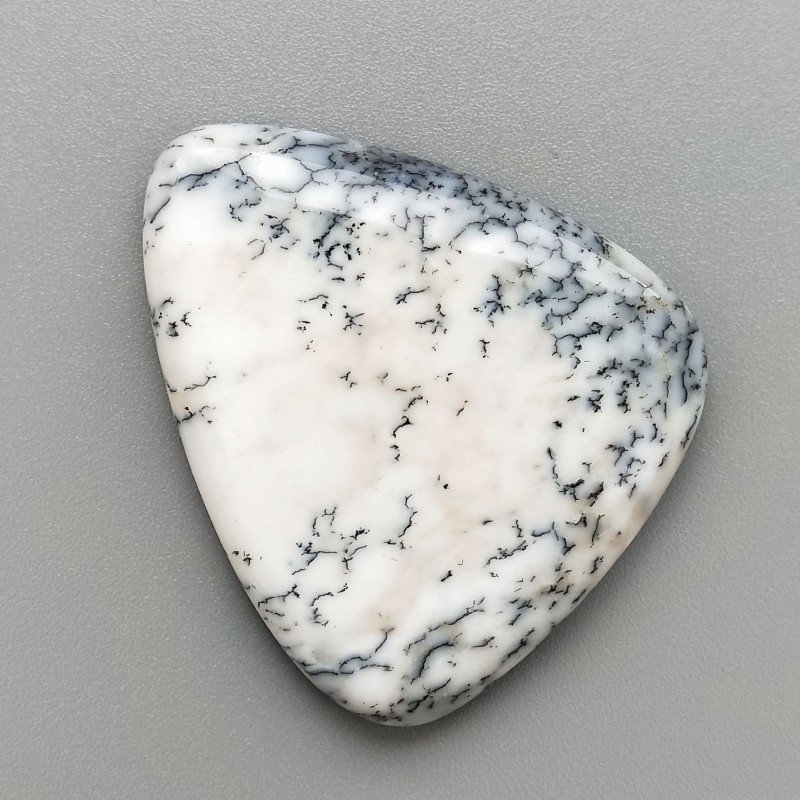 Opale Dendritico Naturale Forma Goccia Piatto Cabochon Liscio Fatto a Mano 45X38X6mm 14,23gm 1pz