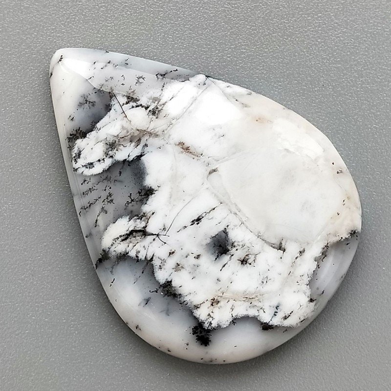 Opale Dendritico Naturale Forma Goccia Piatto Cabochon Liscio Fatto a Mano 39X28X5mm 8,21gm 1pz