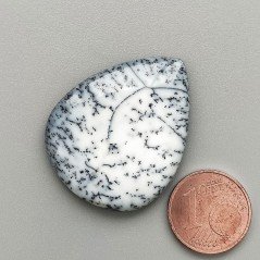 Opale Dendritico Naturale Forma Goccia Piatto Cabochon Liscio Fatto a Mano 33X27mm 6,18gm 1pz