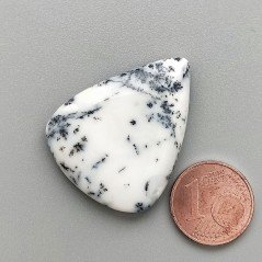 Opale Dendritico Naturale Forma Goccia Piatto Cabochon Liscio Fatto a Mano 32X26mm 6,07gm 1pz