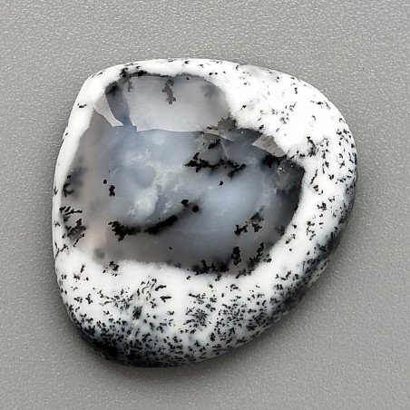 Opale Dendritico Naturale Forma Goccia Piatto Cabochon Liscio Fatto a Mano 29X26mm 5,80gm 1pz