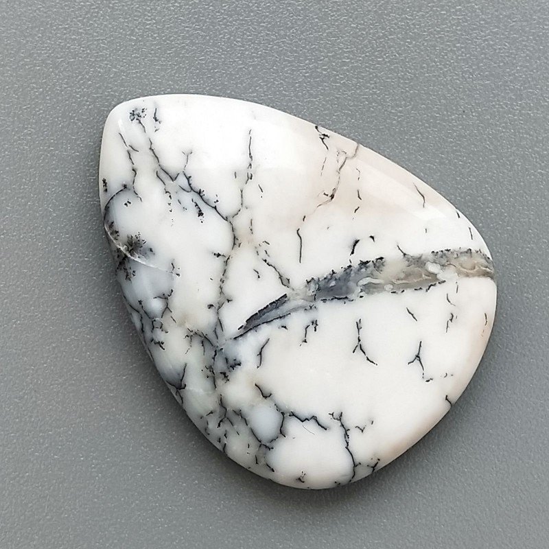 Opale Dendritico Naturale Forma Goccia Piatto Cabochon Liscio Fatto a Mano 32X24X5mm 5,22gm 1pz