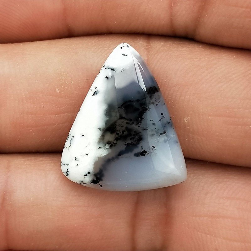 Opale Dendritico Naturale Forma Triangolare Piatto Cabochon Liscio Fatto a Mano 22X19mm 2,76gm 1pz