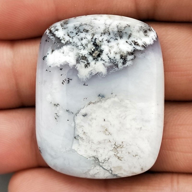 Opale Dendritico Naturale Forma Rettangolare Piatto Cabochon Liscio Fatto a Mano 6X29X8mm 15,24gm 1pz