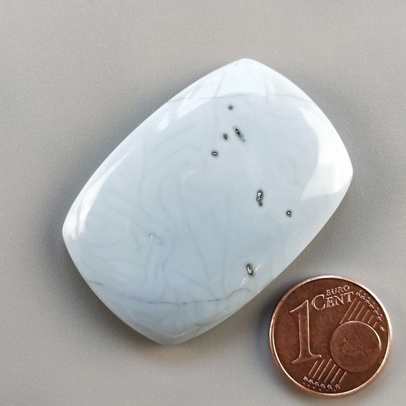 Opale Owyhee Blu Naturale Forma Cuscion Piatto Cabochon Liscio Fatto a Mano 35X30X10mm 11,80gm 1pz