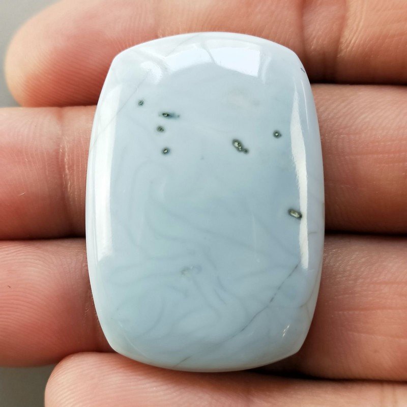Opale Owyhee Blu Naturale Forma Cuscion Piatto Cabochon Liscio Fatto a Mano 35X30X10mm 11,80gm 1pz