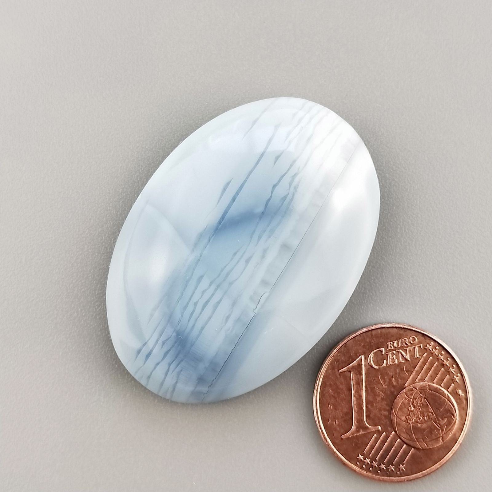 Opale Owyhee Blu Naturale Forma Ovale Piatto Cabochon Liscio Fatto a Mano 34X24X8mm 8,40gm 1pz
