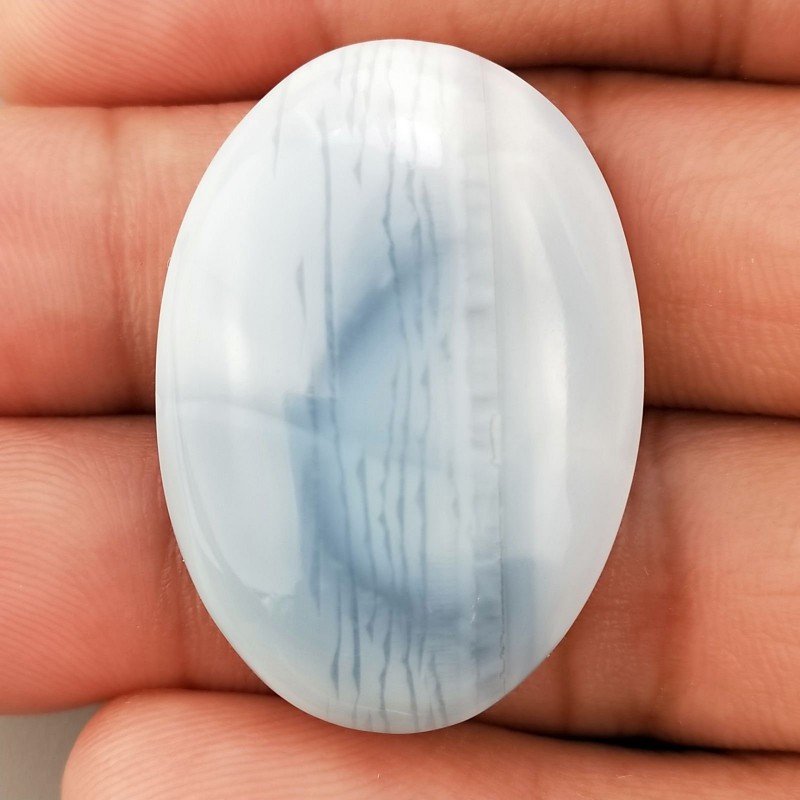 Opale Owyhee Blu Naturale Forma Ovale Piatto Cabochon Liscio Fatto a Mano 34X24X8mm 8,40gm 1pz
