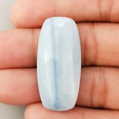 Opale Owyhee Blu Naturale Forma Cuscion Piatto Cabochon Liscio Fatto a Mano 37X17X6mm 5,90gm 1pz