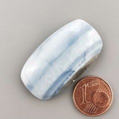 Opale Owyhee Blu Naturale Forma Cuscion Piatto Cabochon Liscio Fatto a Mano 36X20X7mm 8,15gm 1pz