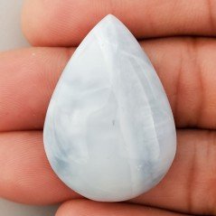Opale Owyhee Blu Naturale Forma Goccia Piatto Cabochon Liscio Fatto a Mano 35X25X10mm 9,60gm 1pz